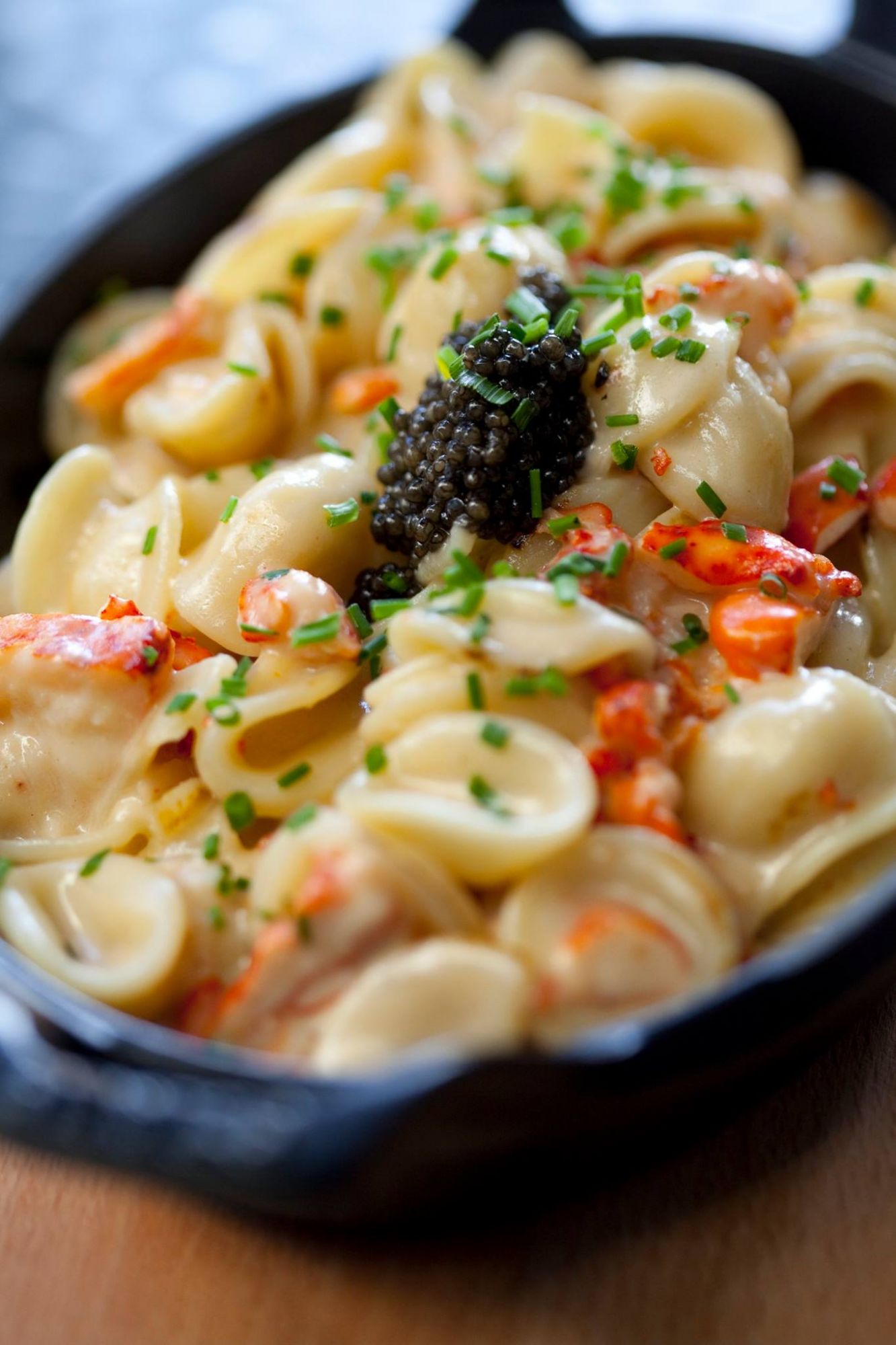 Lobster mac and cheese with caviar