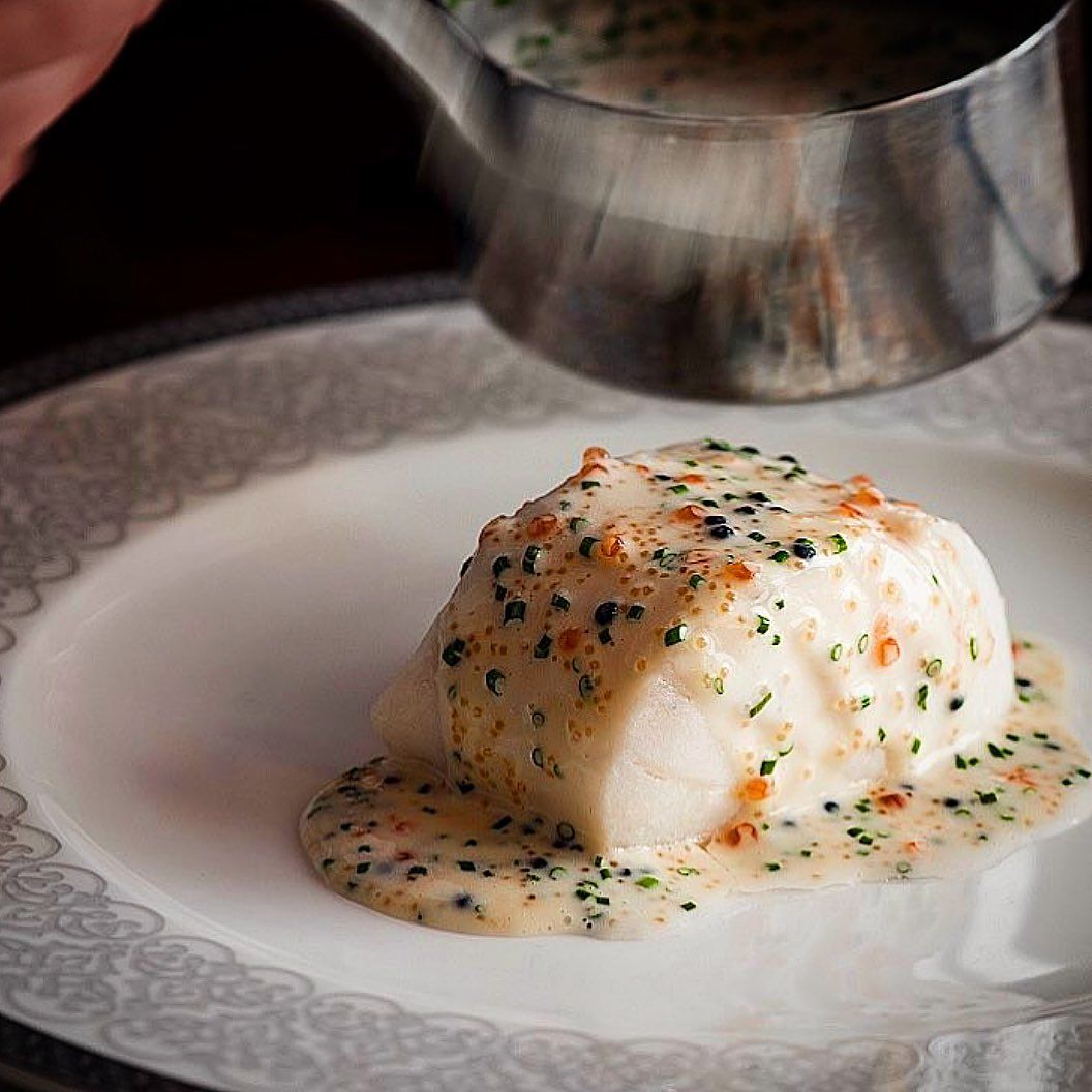 Pan-Seared Sea Bass with Caviar Beurre Blanc